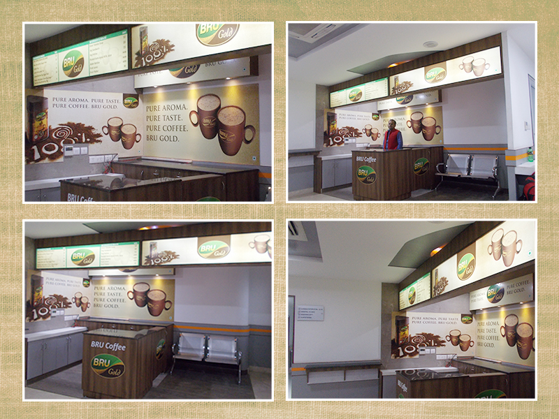 kiosk design and fabrication for BRU Coffee at Kanpur